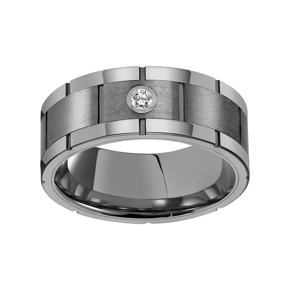 AXL Tungsten Carbide 1/10 Carat T.W. Diamond Wedding Band
