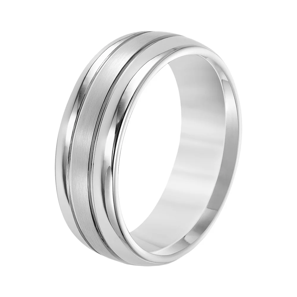 AXL White Tungsten Groove Men's Wedding Band - Image 2