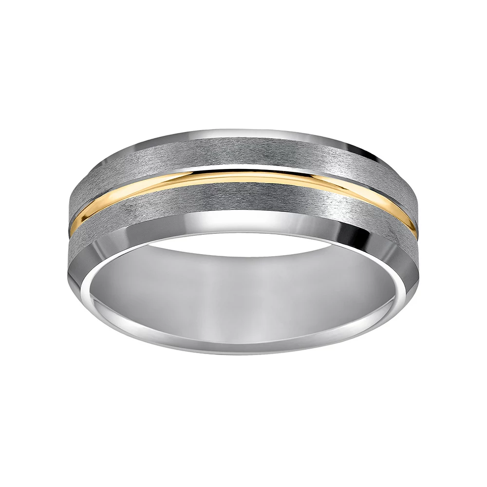 AXL Tungsten Carbide and Yellow Ion-Plated Tungsten Carbide Men's Wedding Band