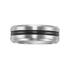 AXL Stainless Steel Black Ion Striped Men's Wedding Band