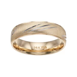 Men's AXL Two Tone 14k Gold Textured Wedding Band