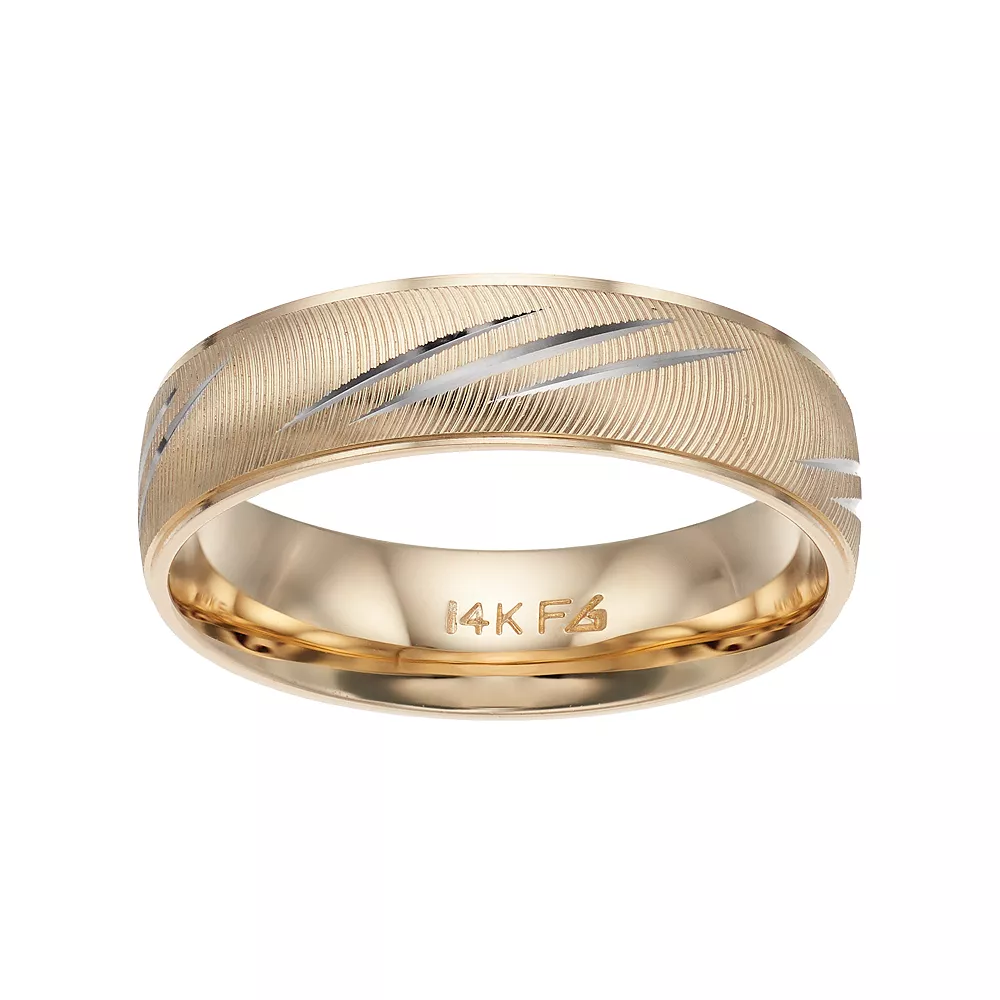 Men's AXL Two Tone 14k Gold Textured Wedding Band