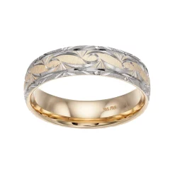 Men's AXL Two Tone 14k Gold Textured Wedding Band