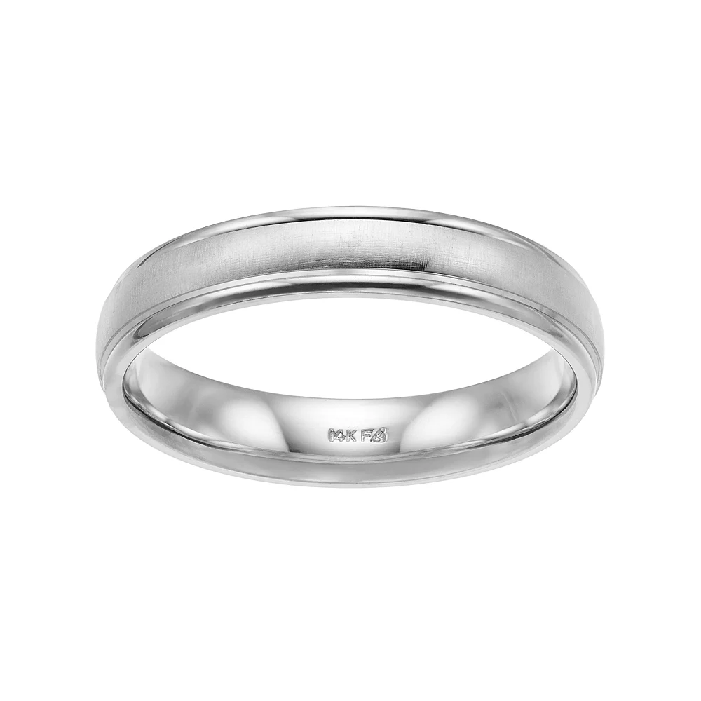 Men's AXL 14k White Gold Brushed Wedding Band