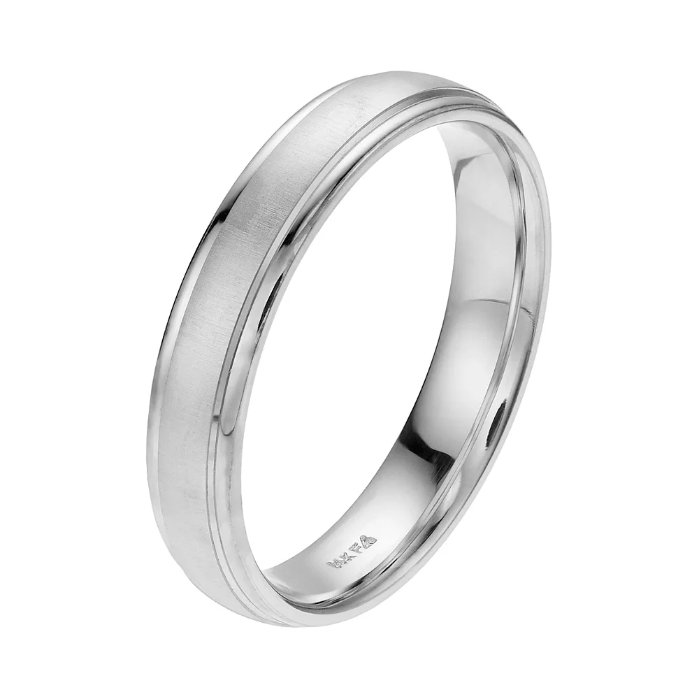 Men's AXL 14k White Gold Brushed Wedding Band - Image 2