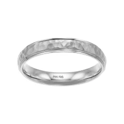 Men's AXL 14k White Gold Hammered Wedding Band