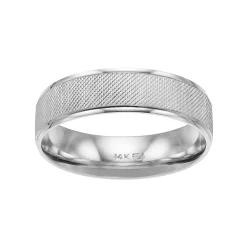 Men's AXL 14k White Gold Textured Wedding Band