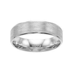 Men's AXL 14k White Gold Wire Finish Wedding Band