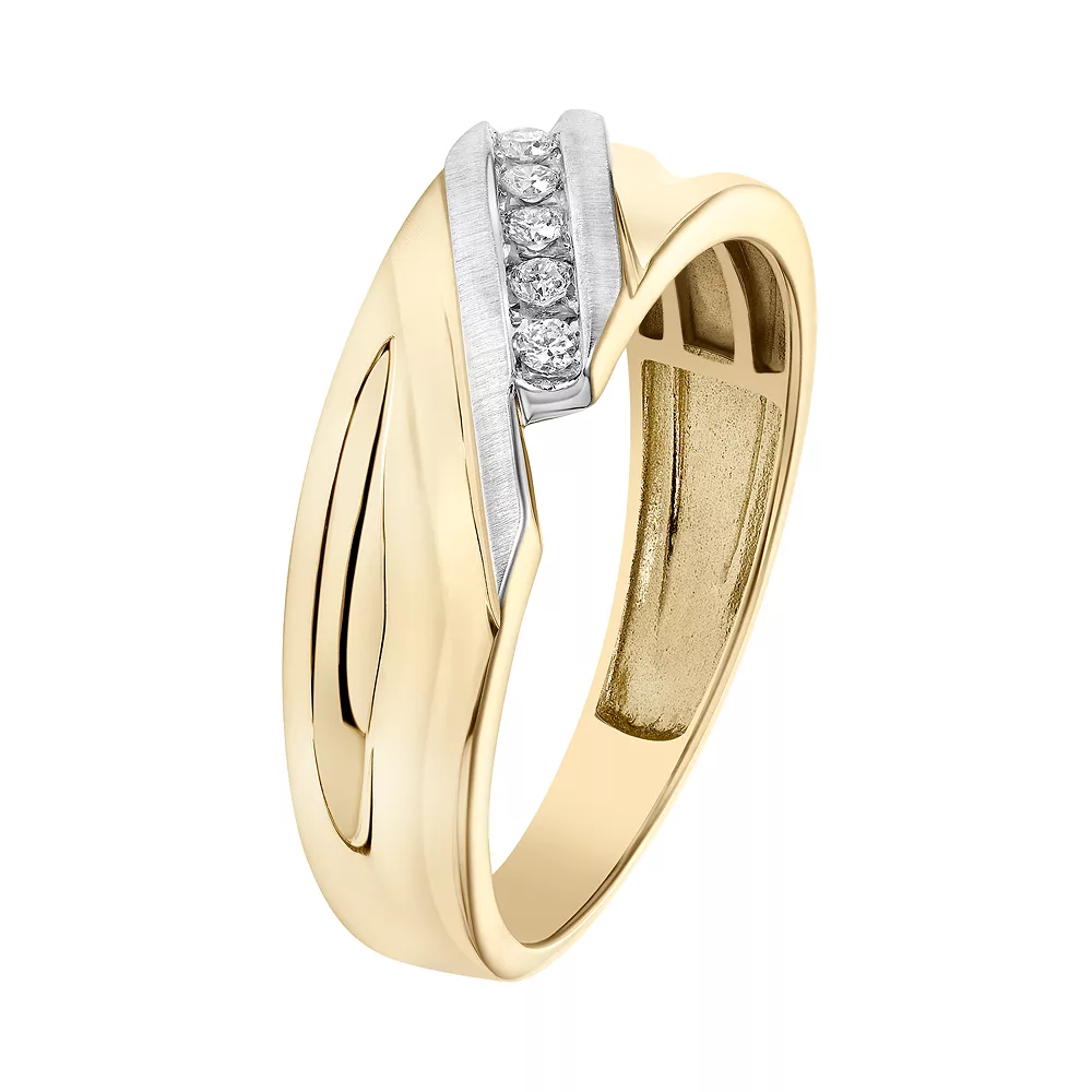 AXL Men's 10k Gold 1/10 Carat T.W. Diamond Bypass Wedding Band - Image 2