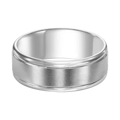 Men's AXL 14k White Gold Brushed Band Wedding Ring