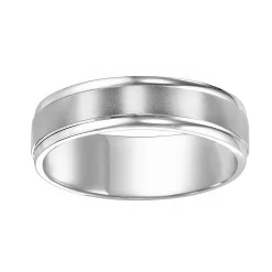 Men's AXL 14k White Gold Satin Stripe Wedding Band