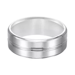 Men's AXL 14k White Gold Beveled Wedding Band