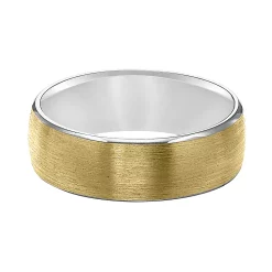 Men's AXL Two Tone 14k Gold Satin Wedding Band