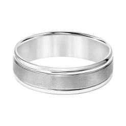 Men's AXL 14k White Gold Brushed Stripe Wedding Band