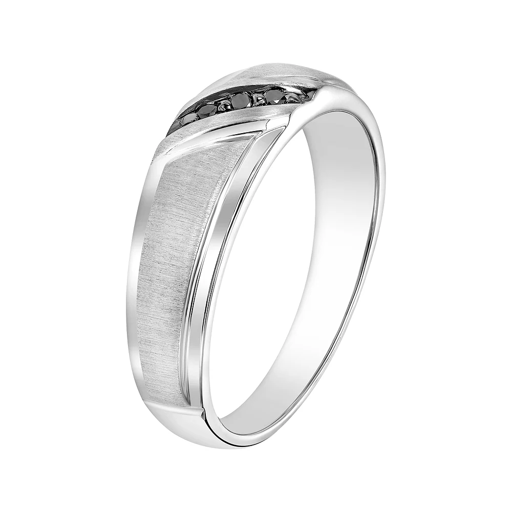AXL Men's 10k White Gold Diamond Accent T.W. Black Diamond Channel Ring - Image 2