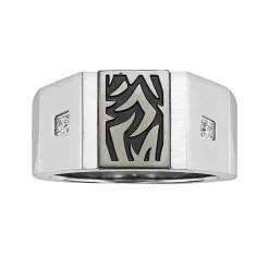 AXL Stainless Steel Diamond Accent Tattoo Ring - Men