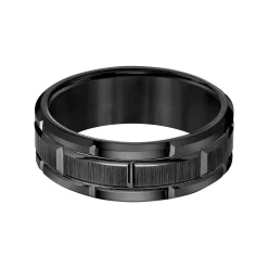 AXL Black Tungsten Beveled Edge Men's Wedding Band