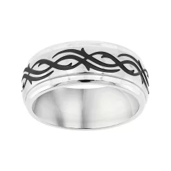 AXL Stainless Steel Black Scroll Men's Wedding Band