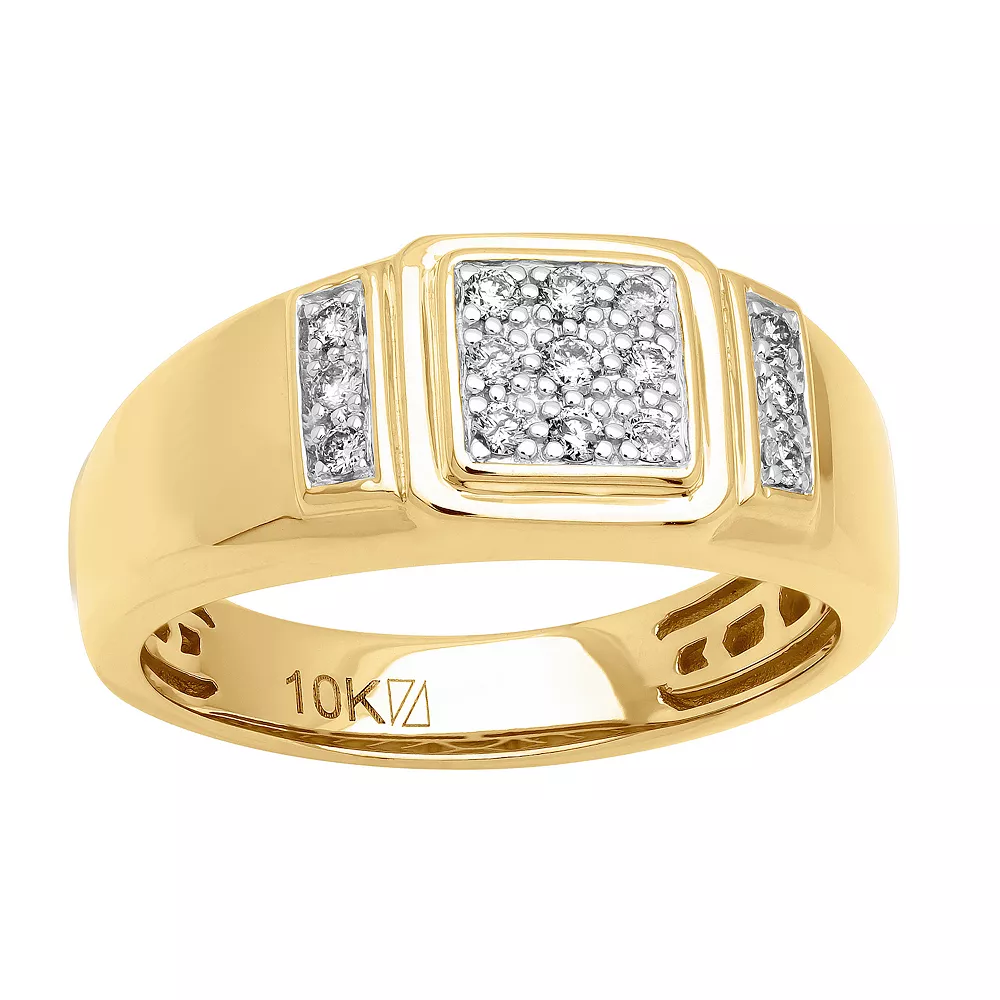 AXL 10k Yellow Gold 1/4 Carat T.W. Diamond Men's Wedding Band
