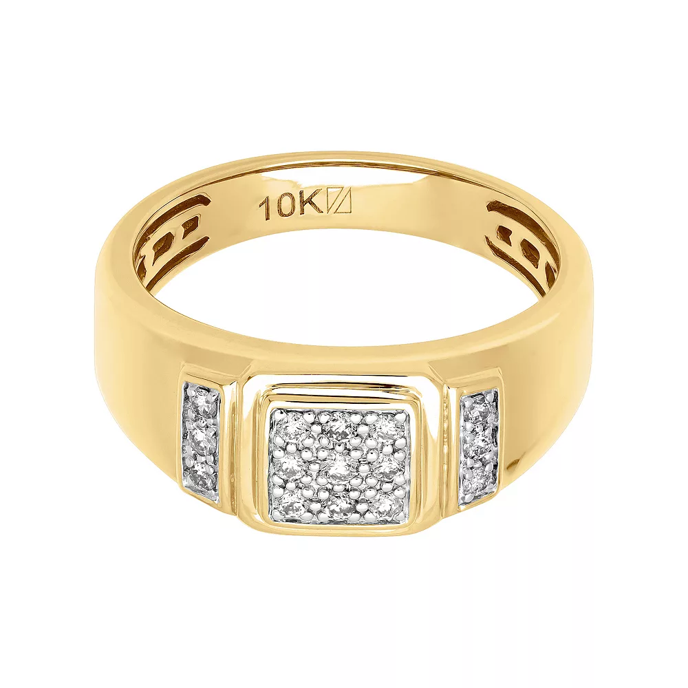 AXL 10k Yellow Gold 1/4 Carat T.W. Diamond Men's Wedding Band - Image 2