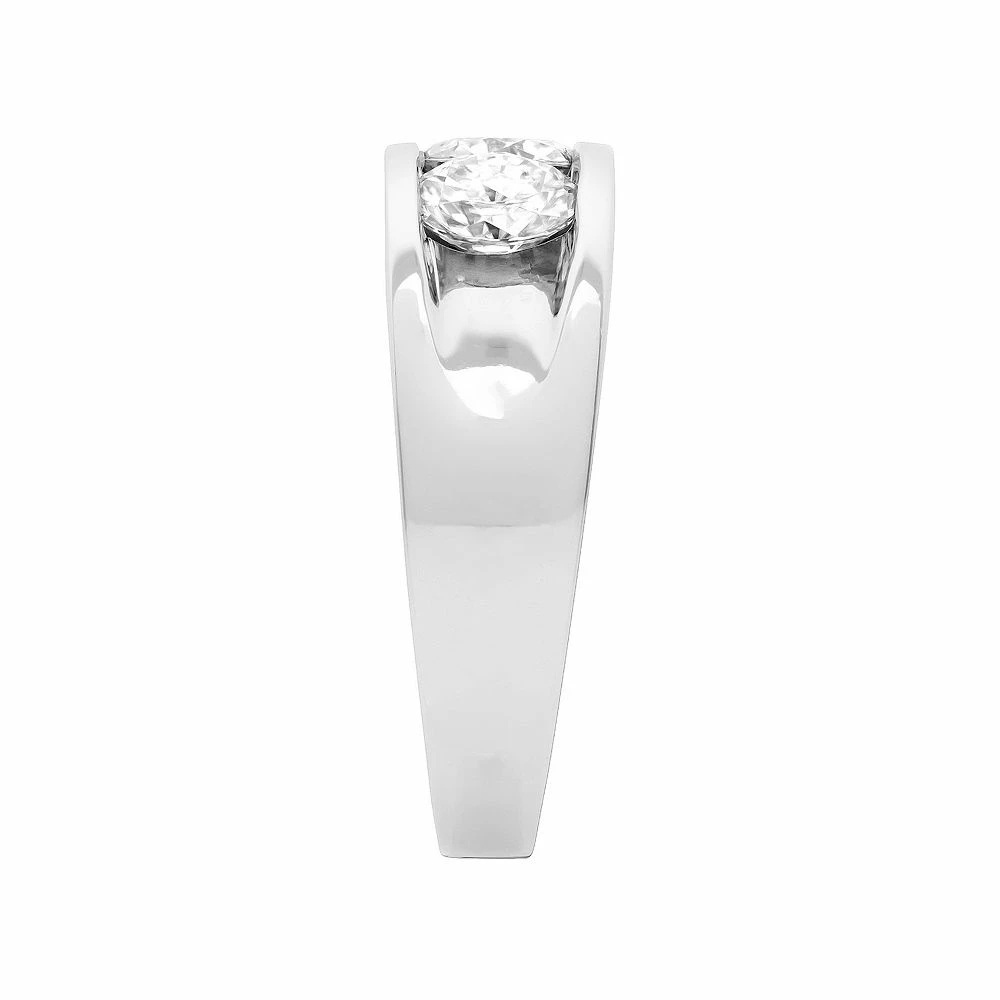 Men's AXL Sterling Silver Lab-Created Moissanite Three-Stone Ring - Image 3