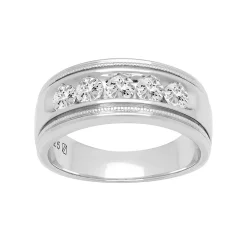 Men's AXL Sterling Silver Lab-Created Moissanite 5-Stone Ring