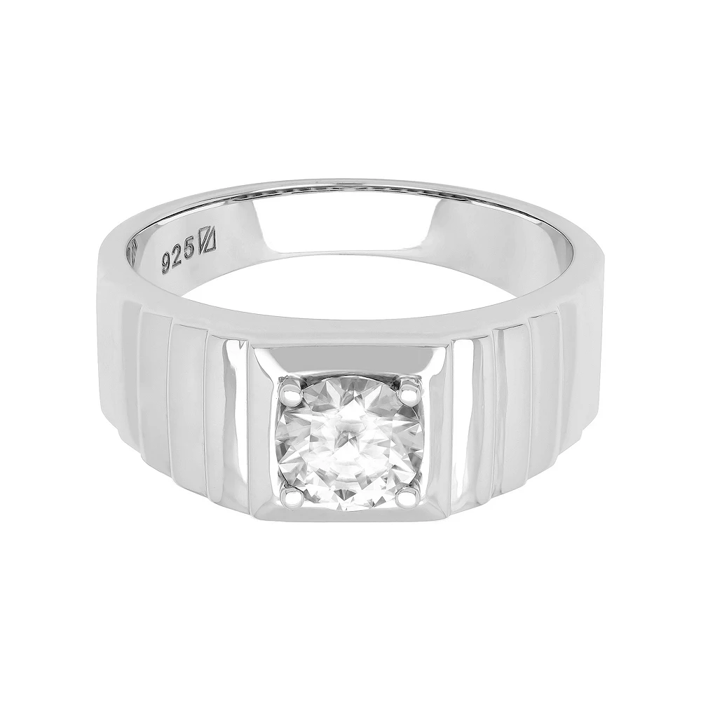 Men's AXL Sterling Silver Lab-Created Moissanite Solitaire Ring - Image 2