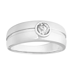 Men's AXL Sterling Silver Lab-Created Moissanite Solitaire Ring