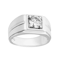 Men's AXL Sterling Silver Lab-Created Moissanite Solitaire Ring